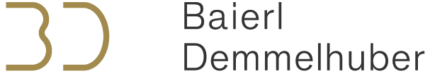 Lehrlingsportal.at Logo mit stilisierten goldenen Initialen "BD" auf der linken Seite und dem Text "Baierl Demmelhuber" in Schwarz auf der rechten Seite, alles auf weißem Hintergrund.