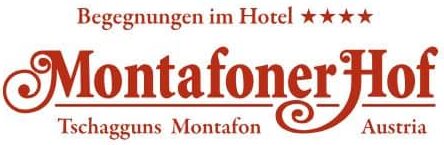 Lehrlingsportal.at Logo für den Montafoner Hof, ein Vier-Sterne-Hotel in Tschagguns, Montafon, Österreich, mit dem Text "Begegnungen im Hotel" über dem Namen.