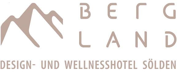 Lehrlingsportal.at Logo für das Bergland Design- und Wellnesshotel Sölden mit einer minimalistischen Berggrafik und stilisiertem Text.