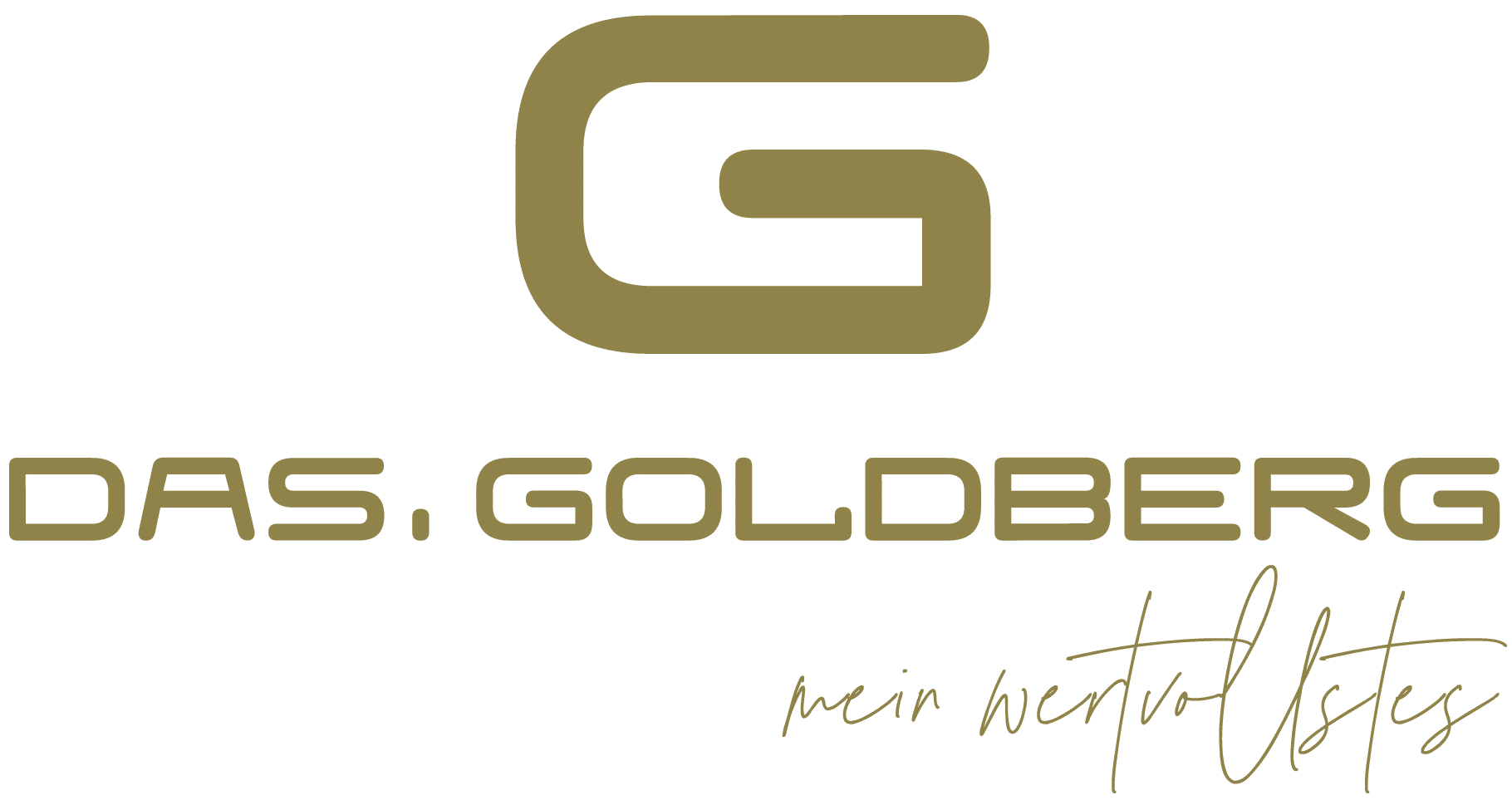 Lehrlingsportal.at Logo mit einem großen stilisierten "G" über dem Text "DAS. GOLDBERG" in fetter Schrift und "mein wertvollstes" in Schreibschrift darunter.