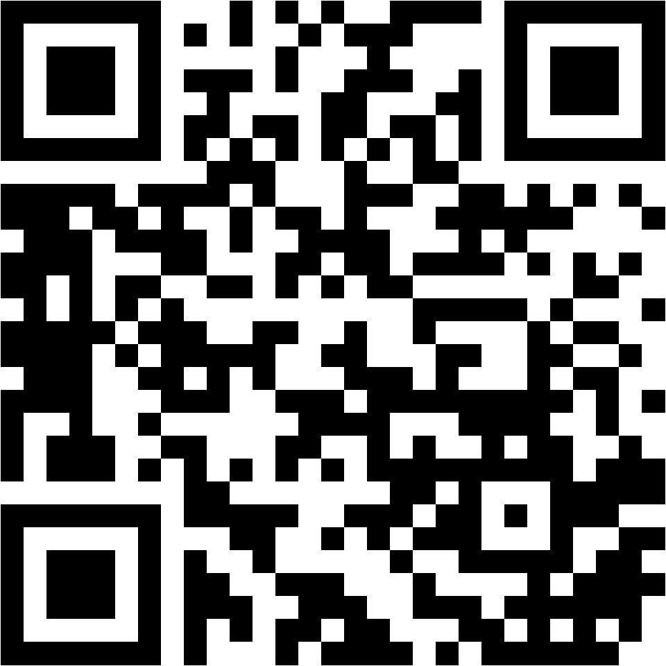 Lehrlingsportal.at Ein schwarz-weißer QR-Code mit quadratischen Mustern und pixeligen Blöcken auf weißem Hintergrund. Der Code ist zentriert und nimmt den größten Teil des Bildes ein.