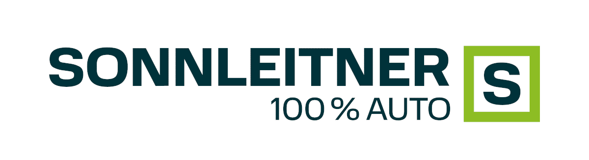 Lehrlingsportal.at Das Bild zeigt das SONNLEITNER-Logo mit dem Text "SONNLEITNER 100% AUTO" und ein grünes Quadrat, das den Buchstaben "S" auf der rechten Seite einschließt.