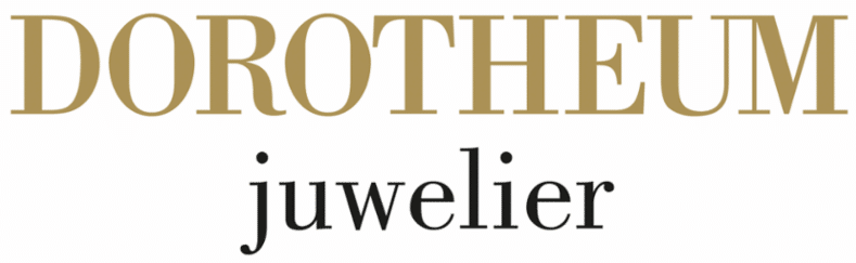 Lehrlingsportal.at DOROTHEUM juwelier Logo mit "DOROTHEUM" in großen goldenen Buchstaben über "juwelier" in kleineren schwarzen Buchstaben auf weißem Hintergrund.