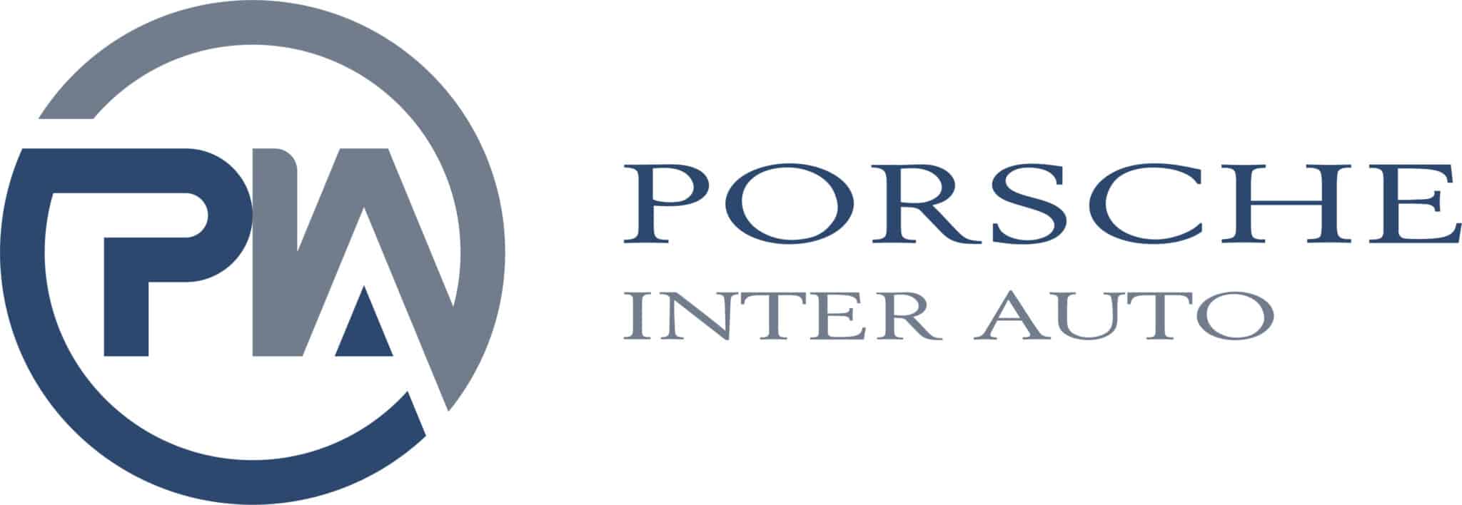Lehrlingsportal.at Porsche Inter Auto-Logo mit stilisierten Initialen "PIA" in einem kreisförmigen Design und dem Firmennamen "Porsche Inter Auto" in blauer und grauer Schrift auf weißem Hintergrund.