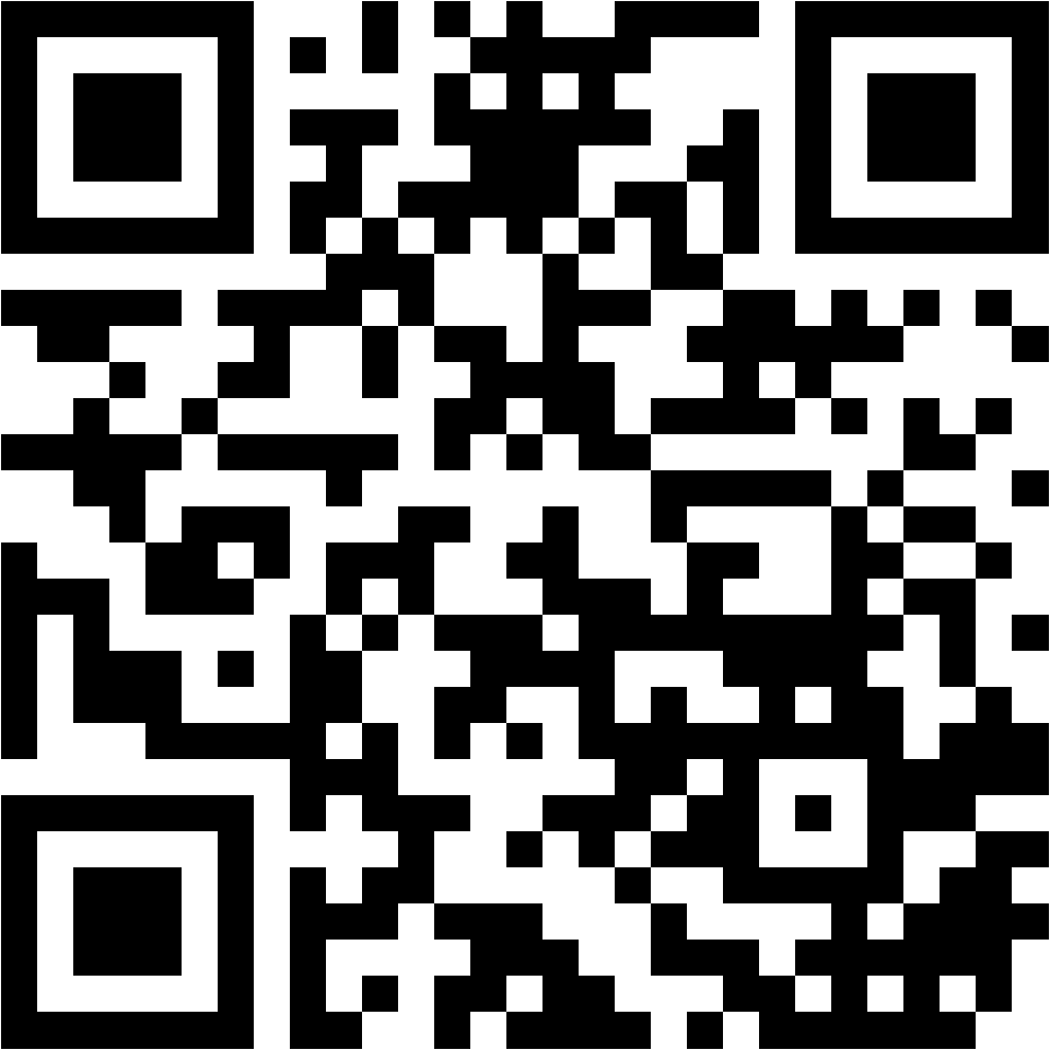 Lehrlingsportal.at Schwarzer und weißer QR-Code, bestehend aus quadratischen Mustern, die in einem Raster angeordnet sind, mit drei großen Quadraten in den Ecken. Der Code erscheint auf einem weißen Hintergrund.