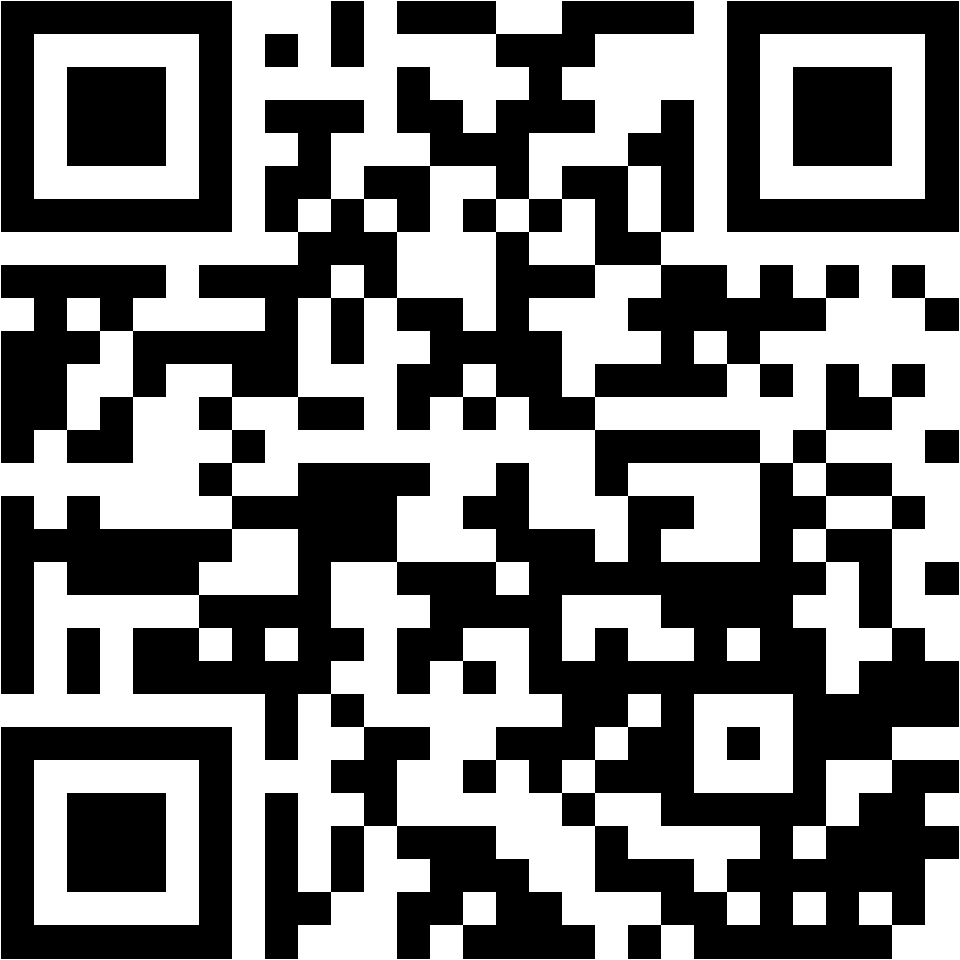 Lehrlingsportal.at Schwarzer und weißer QR-Code mit drei großen Quadraten in drei Ecken und kleineren schwarzen und weißen Mustern, die zum Scannen mit einem mobilen Gerät verwendet werden.