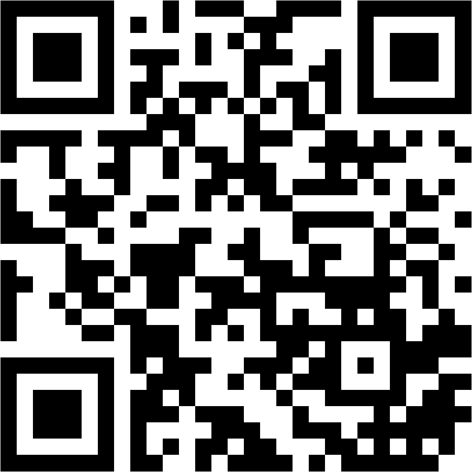 Lehrlingsportal.at Schwarzer und weißer QR-Code mit einem quadratischen Ausrichtungsmuster in jeder Ecke, der für das Scannen mit einem mobilen Gerät konzipiert ist. Der kodierte Inhalt ist auf dem Bild nicht sichtbar.