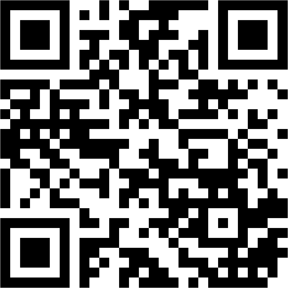 Lehrlingsportal.at Schwarzer und weißer QR-Code, bestehend aus quadratischen Mustern auf weißem Hintergrund.