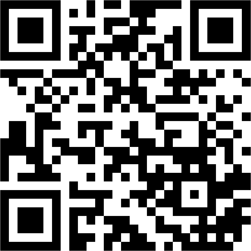 Lehrlingsportal.at Schwarzer und weißer QR-Code auf weißem Hintergrund. Der Code besteht aus einem quadratischen Gittermuster mit drei größeren Quadraten an drei Ecken.