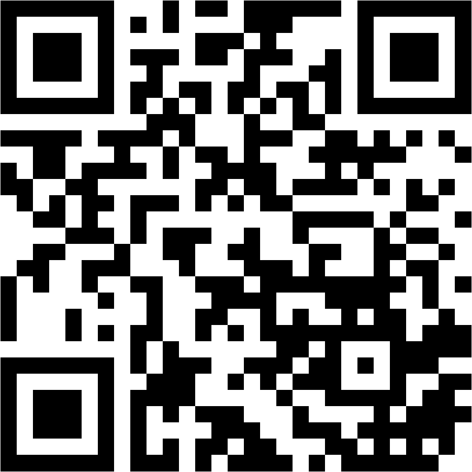Lehrlingsportal.at Ein schwarzer und weißer QR-Code mit drei großen Quadraten in drei Ecken und einem Muster aus kleineren schwarzen und weißen Modulen, die den Codebereich ausfüllen.