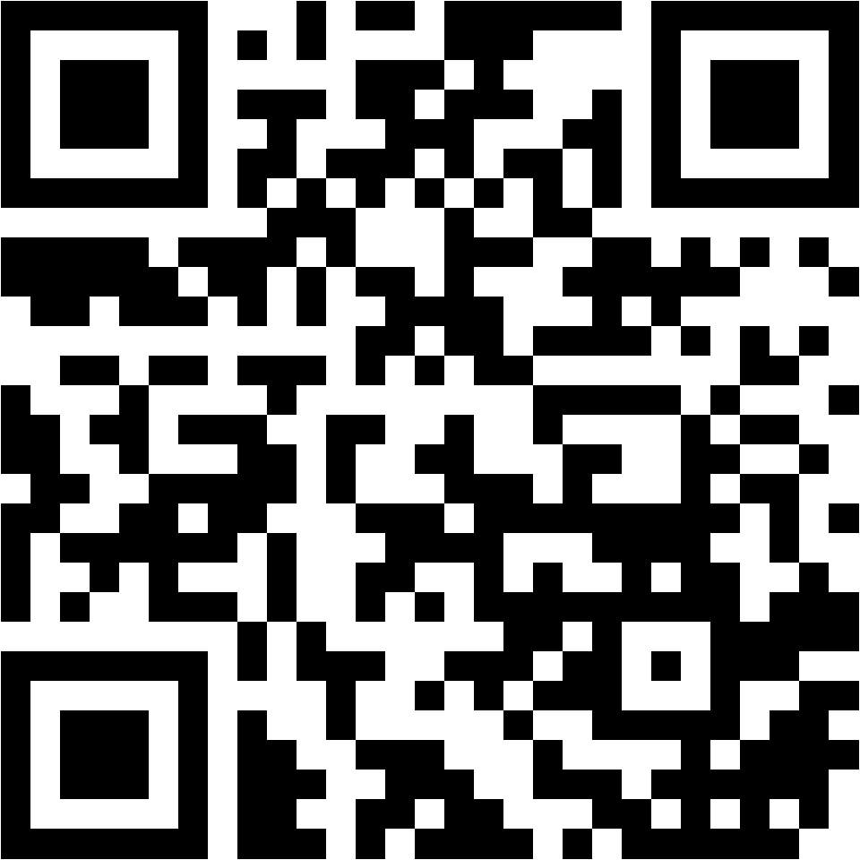 Lehrlingsportal.at Schwarzer und weißer QR-Code, bestehend aus quadratischen Mustern auf weißem Hintergrund.