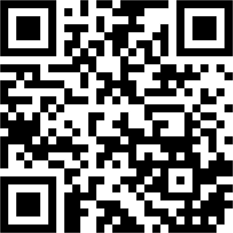 Lehrlingsportal.at Ein schwarz-weißer QR-Code, der aus einem quadratischen Gittermuster mit drei größeren Quadraten in drei Ecken besteht.