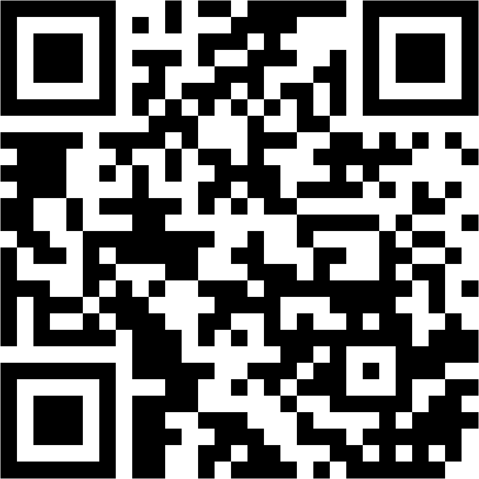 Lehrlingsportal.at Ein schwarz-weißer QR-Code mit einem quadratischen Gittermuster, das drei größere Quadrate in den Ecken und kleinere Quadrate im gesamten Design aufweist.