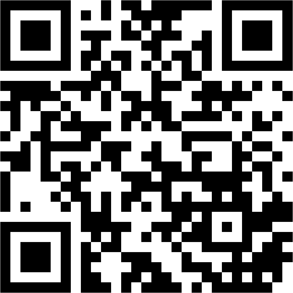 Lehrlingsportal.at Schwarzer und weißer QR-Code, bestehend aus quadratischen Mustern auf weißem Hintergrund.