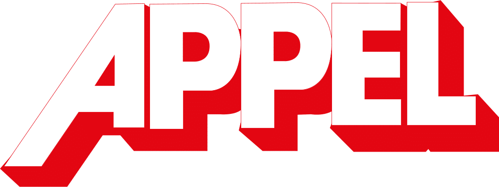 Lehrlingsportal.at Textbild, das das Wort „APPEL“ in fetten roten Buchstaben mit weißer Umrandung und Schatteneffekt zeigt.