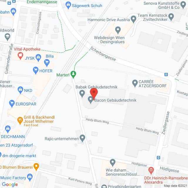 Anfahrtsmappe von Lehrbetrieb Bacon Gebäudetechnik GmbH nach Bacon Gebäudetechnik GmbH – Scherbangasse 20, 1230 Wien – Anfahrtsmappe