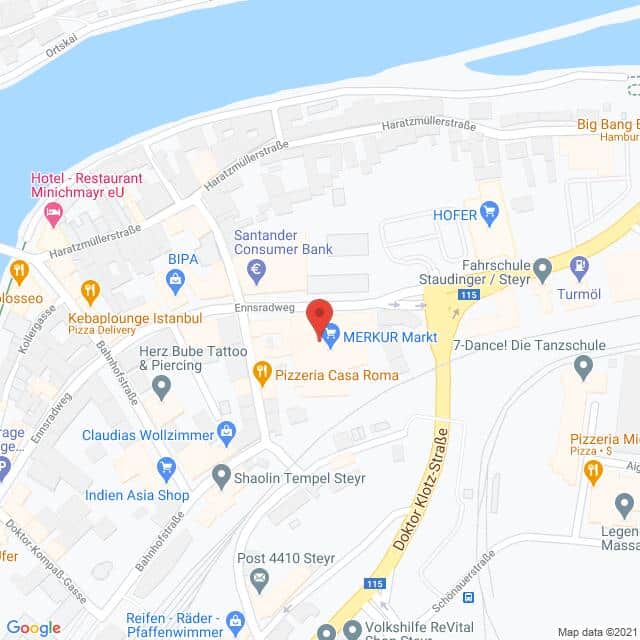 Anfahrtsmappe von Lehrbetrieb MERKUR nach MERKUR – Pachergasse 6, 4400 Steyr – Anfahrtsmappe