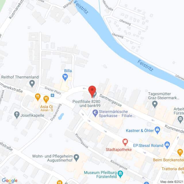 Anfahrtsmappe von Lehrbetrieb Österreichische Post nach Österreichische Post – Augustinerplatz 3, 8280 Fürstenfeld – Anfahrtsmappe