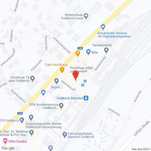 Anfahrtsmappe von Lehrbetrieb Österreichische Post nach Österreichische Post – Bahnhofstraße 31, 6800 Feldkirch – Anfahrtsmappe