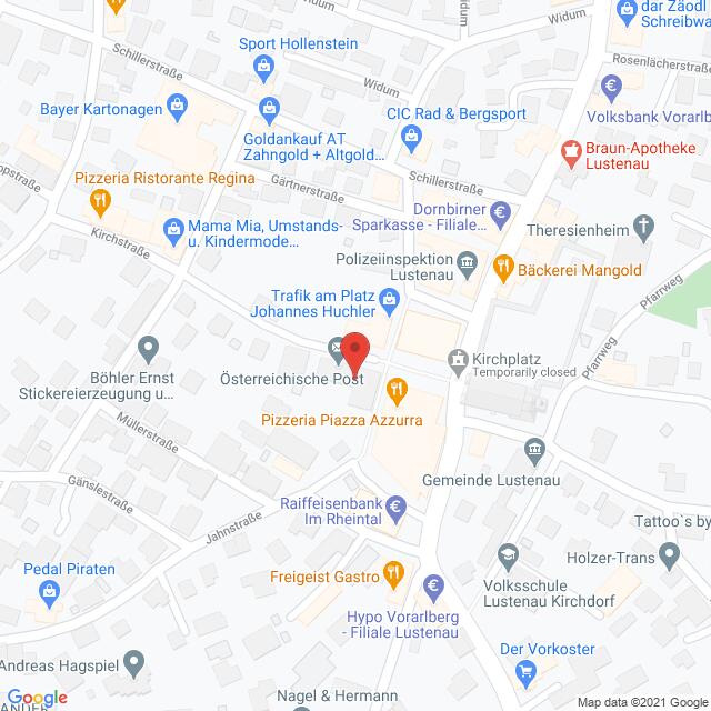 Anfahrtsmappe von Lehrbetrieb Österreichische Post nach Österreichische Post – Kirchstraße 3, 6890 Lustenau – Anfahrtsmappe