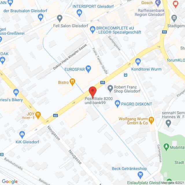 Anfahrtsmappe von Lehrbetrieb Österreichische Post nach Österreichische Post – Schillerstraße 15, 8200 Gleisdorf – Anfahrtsmappe