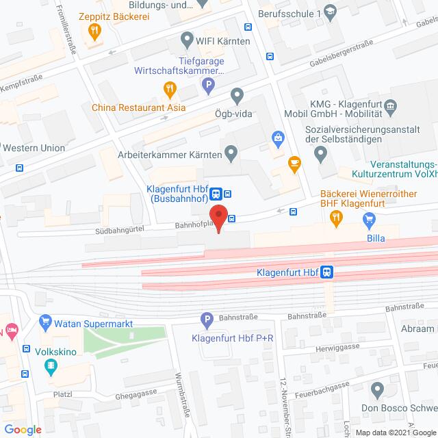 Anfahrtsmappe von Lehrbetrieb Österreichische Post nach Österreichische Post – Südbahngürtel 7A, 9020 Klagenfurt am Wörthersee – Anfahrtsmappe