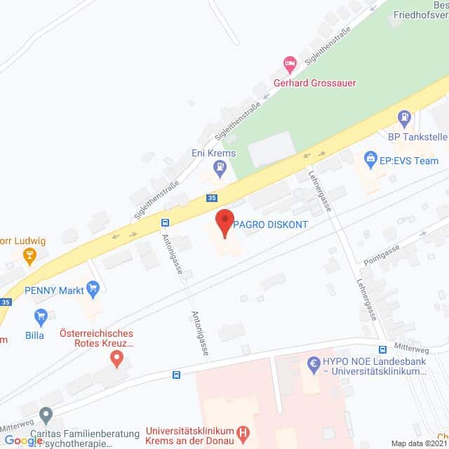 Anfahrtsmappe von Lehrbetrieb PAGRO nach PAGRO – Wiener Straße 60, 3500 Krems an der Donau – Anfahrtsmappe