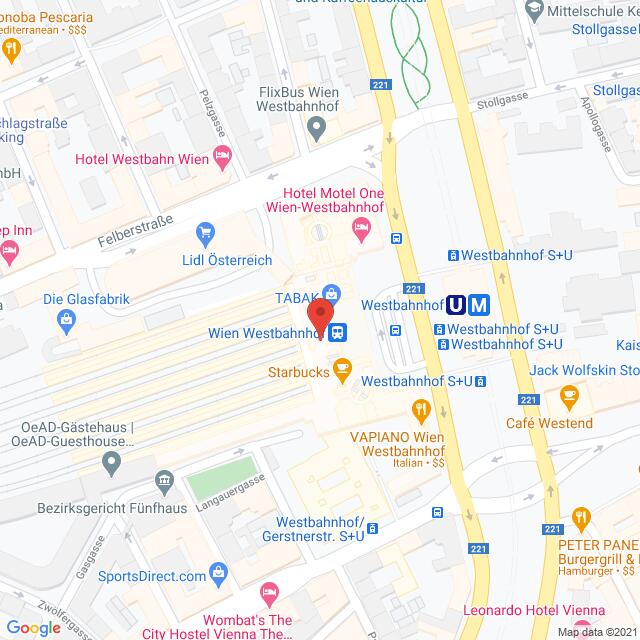Anfahrtsmappe von Lehrbetrieb Thalia Buch & Medien GmbH nach Thalia Buch & Medien GmbH – Europaplatz 1, 1150 Wien – Anfahrtsmappe