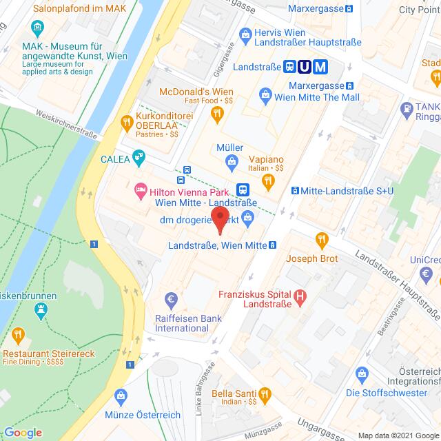 Anfahrtsmappe von Lehrbetrieb Thalia Buch & Medien GmbH nach Thalia Buch & Medien GmbH – Landstraßer Hauptstraße 2A, 1030 Wien – Anfahrtsmappe