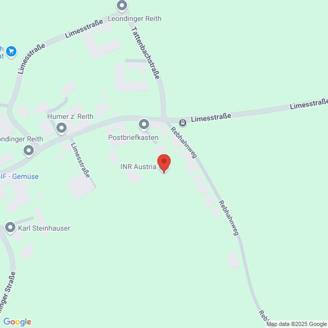 Lehrlingsportal.at Karte mit einer Stecknadel für INR Austria, nahe der Limessstraße und dem Rebhahnweg in Lendorf, Österreich. Zu den nahegelegenen Straßen gehören die Traitenbachstraße und Humer z' Reith.