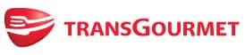 Lehrlingsportal.at Logo von Transgourmet mit rotem stilisiertem Gabel- und Tellerdesign links und Firmenname in roter Schrift rechts.