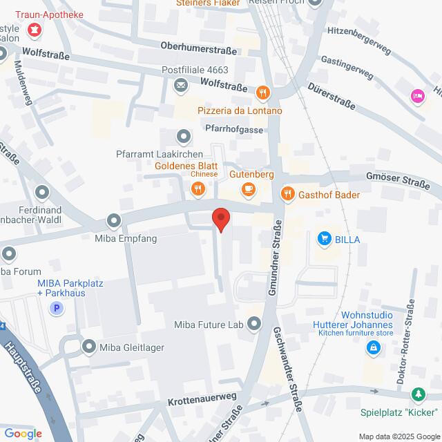 Anfahrtsmappe von Firma Miba AG nach Dr.-Mitterbauer-Straße 3, 4663 Laakirchen, Österreich
