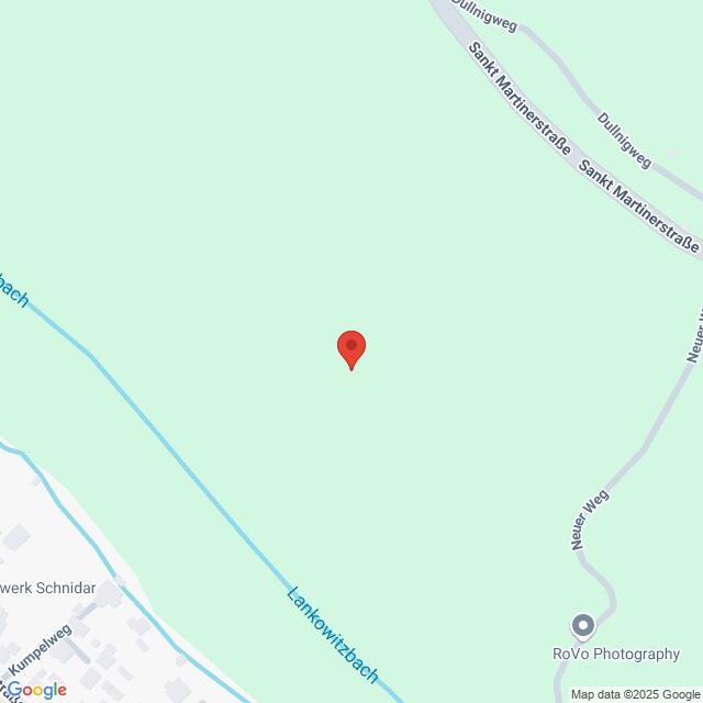 Lehrlingsportal.at Kartenansicht mit einer Stecknadel in einer Grünfläche in der Nähe von Lankowitzbach mit den nahegelegenen Straßen Sankt Martinerstraße, Dullingweg und Neuer Weg.