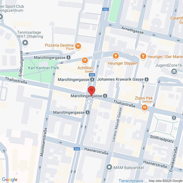 Lehrlingsportal.at Karte der Kreuzung Maroltingergasse und Johannes Krawarik Gasse in Wien, Österreich, mit Beschriftung der umliegenden Straßen und Geschäfte.