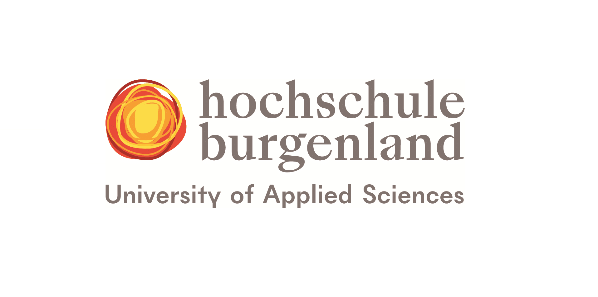 Lehrlingsportal.at Logo der Hochschule Burgenland mit einer kreisförmigen orange-gelben Grafik neben dem Hochschulnamen in grauer Schrift.