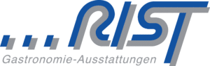 Lehrlingsportal.at Logo mit blauem und grauem Text "RIST" und darunter "Gastronomie-Ausstattungen", mit drei Punkten auf der linken Seite.