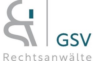 Lehrlingsportal.at Logo von GSV Rechtsanwälte mit stilisierten grauen Initialen, einer vertikalen Linie und dem Text "GSV Rechtsanwälte" in Petrol und Grau auf weißem Hintergrund.