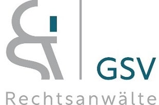 Lehrlingsportal.at Logo von GSV Rechtsanwälte mit stilisierten grauen Initialen, einer vertikalen Linie und dem Text 