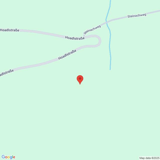 Lehrlingsportal.at Die Karte zeigt einen mit einer roten Stecknadel markierten Standort in der Nähe der Hoadlstraße und des Steinachwegs, in dessen Nähe ein kleiner Bach zu sehen ist.