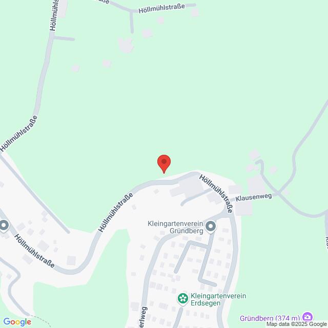 Lehrlingsportal.at Eine Karte, die eine Stecknadel in der Höllmühlestraße in der Nähe des Klausenwegs und des Kleingartenvereins Gründberg in Linz, Österreich, zeigt.