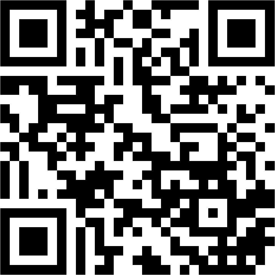 Lehrlingsportal.at Ein schwarz-weißer QR-Code mit drei großen Quadraten in drei Ecken und einem Muster aus kleineren schwarzen und weißen Quadraten.