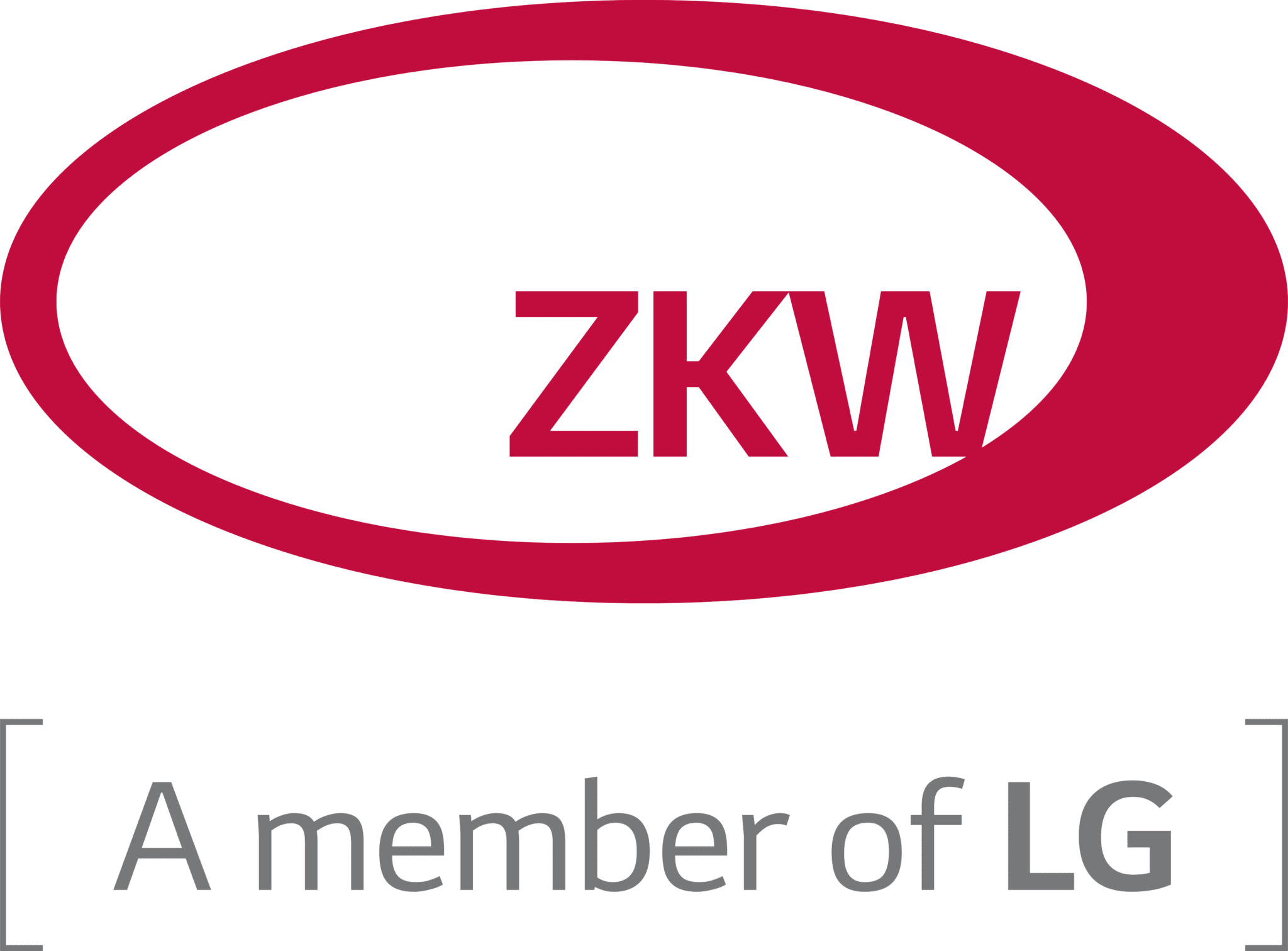 Lehrlingsportal.at ZKW-Logo mit einem roten Oval und roten Buchstaben. Darunter steht in grauer Schrift "A member of" und in fetten grauen Buchstaben "LG.