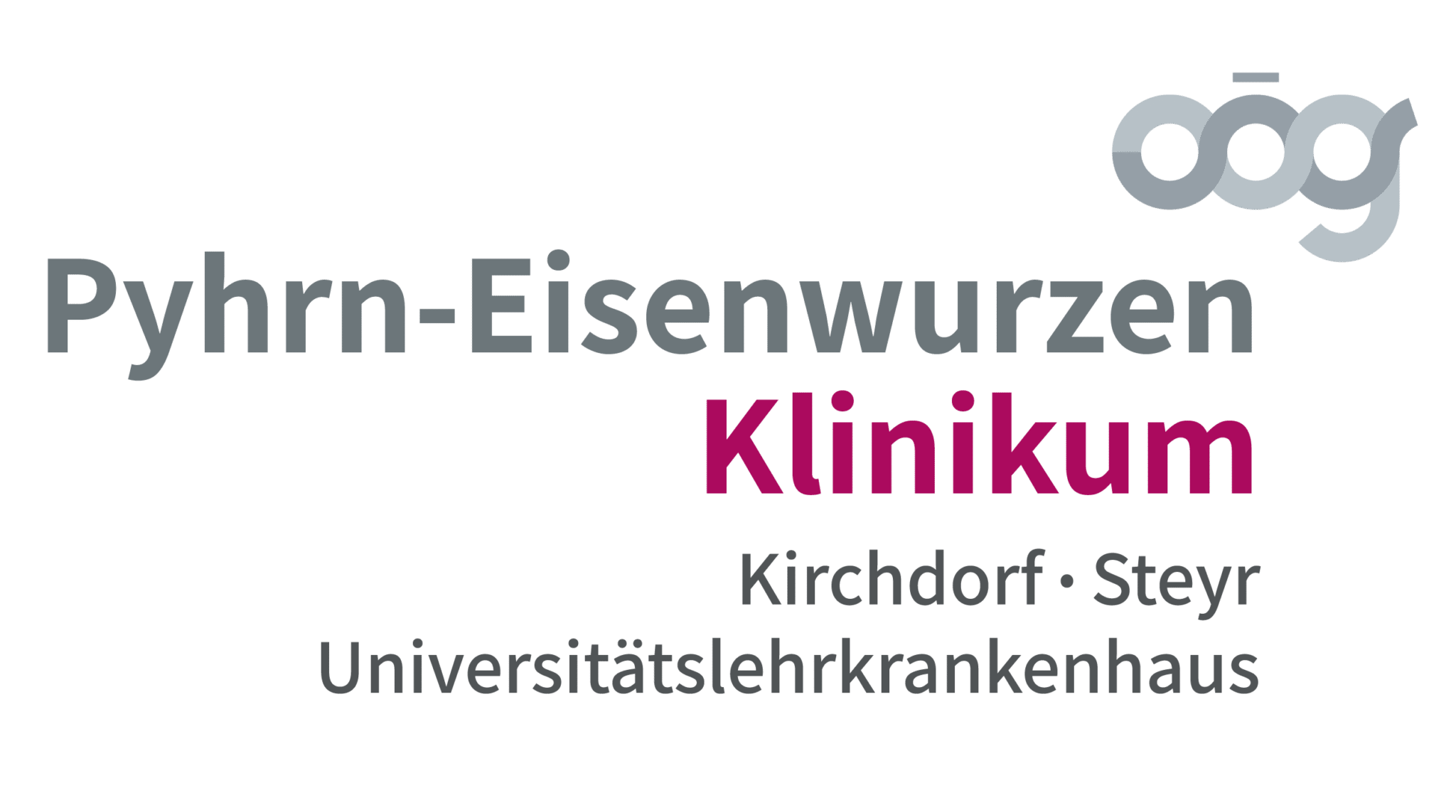 Lehrlingsportal.at Logo des Pyhrn-Eisenwurzen Klinikums, Kirchdorf und Steyr, Universitätslehrkrankenhaus, mit dem OÖG-Emblem oben rechts.