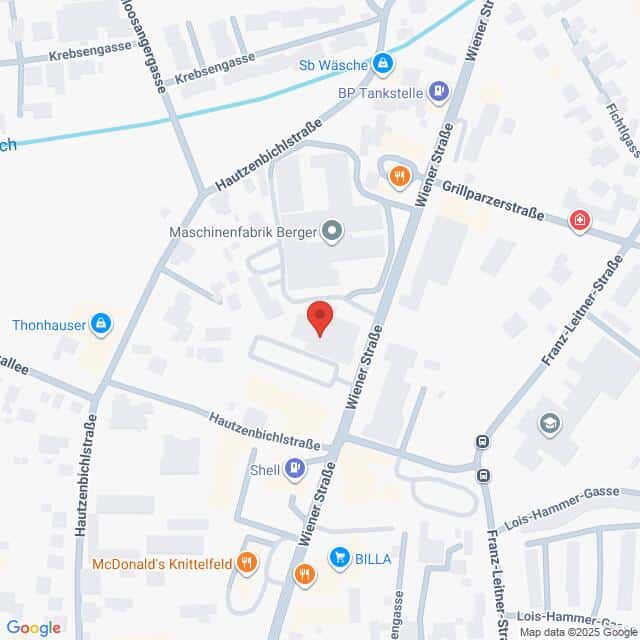 Lehrlingsportal.at Eine digitale Karte mit Straßen, Geschäften und Sehenswürdigkeiten rund um die Winer Straße in Knittelfeld, Österreich, mit einer roten Standortnadel, die eine bestimmte Stelle markiert.