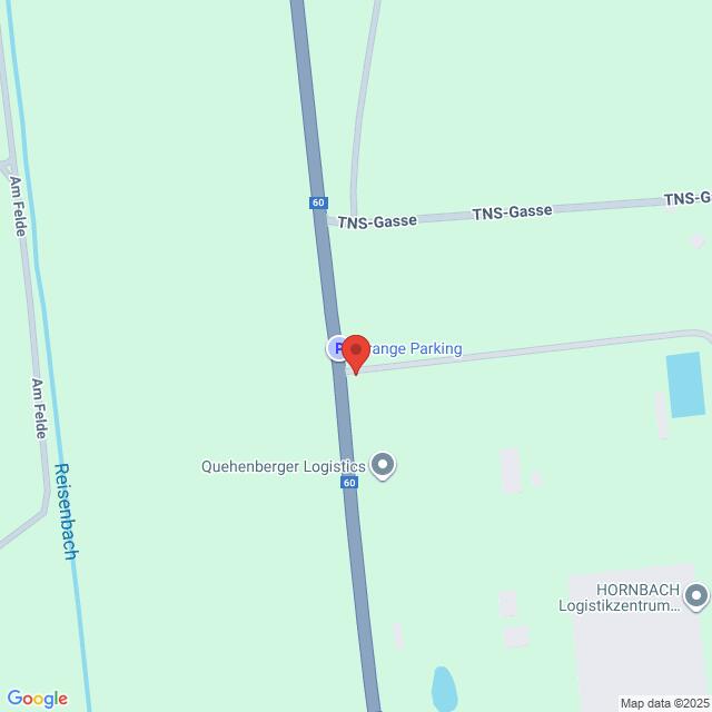 Lehrlingsportal.at Eine Karte zeigt Orange Parking und Quehenberger Logistics in der Nähe der TNS-Gasse und der Straße 60 in einem Industriegebiet.