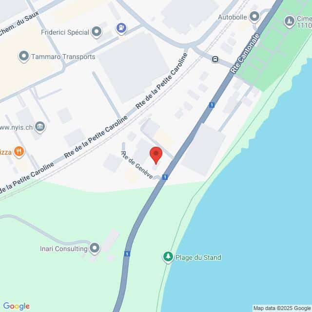 Lehrlingsportal.at Eine Google Maps-Ansicht zeigt das Gebiet in der Nähe der Rte de la Petite Caroline und der Rte de Genève, in der Nähe des Plage du Stand am Seeufer.