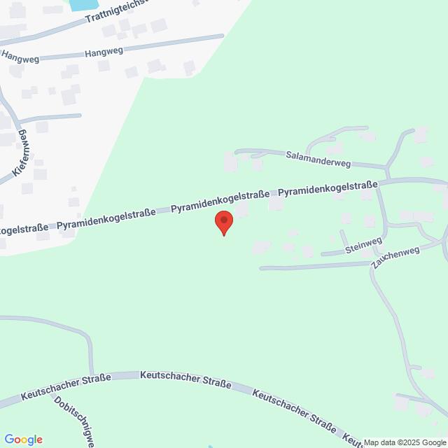 Lehrlingsportal.at Die Karte zeigt die Pyramidenkogelstraße und die umliegenden Straßen, mit einer roten Standortmarkierung in der Mitte, in einem leicht besiedelten Gebiet.