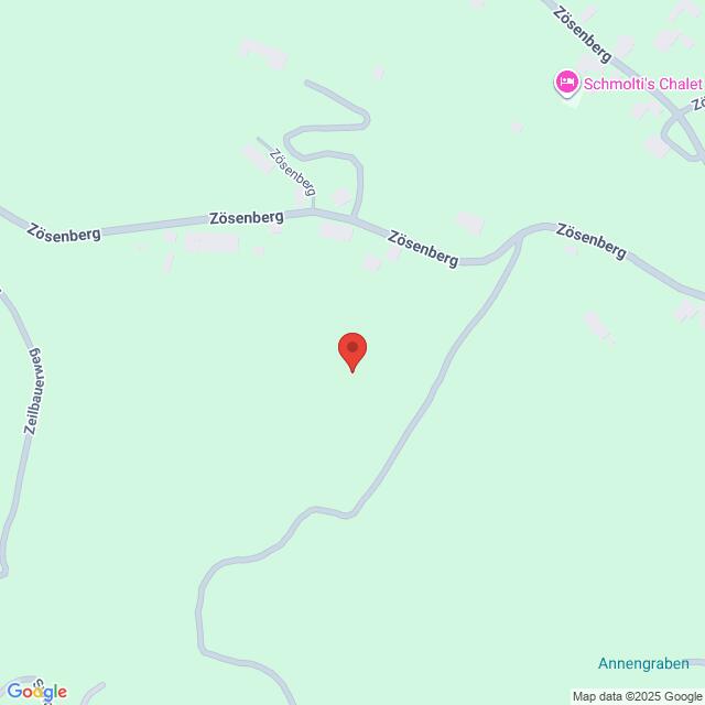 Lehrlingsportal.at Die Karte zeigt einen mit einer roten Stecknadel markierten Standort an der Zösenbergstraße, wobei nahe gelegene Straßen und Sehenswürdigkeiten eingezeichnet sind, darunter auch Schmoliti's Chalet.