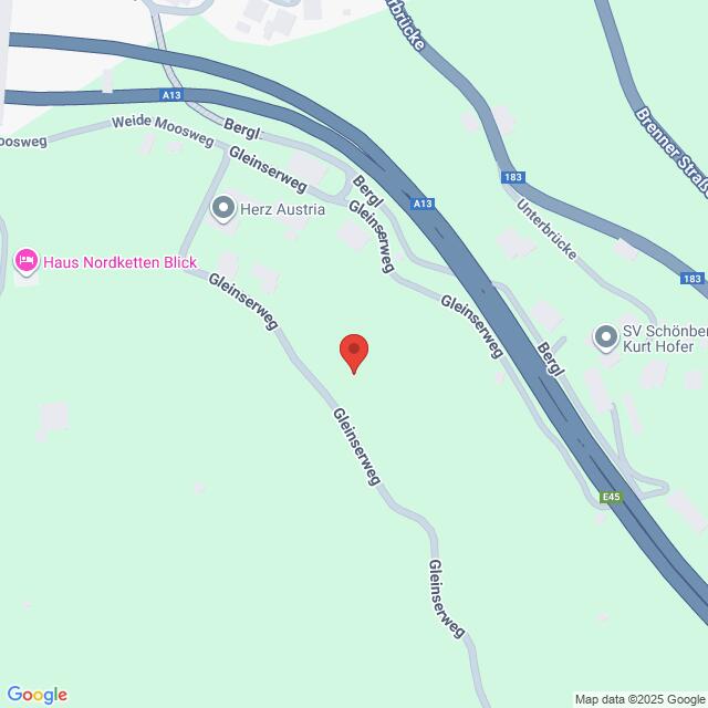 Lehrlingsportal.at Karte mit der Lage von Glenisweg, in der Nähe der E45 und der 171 in Österreich, mit Beschriftung der nahegelegenen Sehenswürdigkeiten wie Haus Nordketten Blick und Herz Austria.