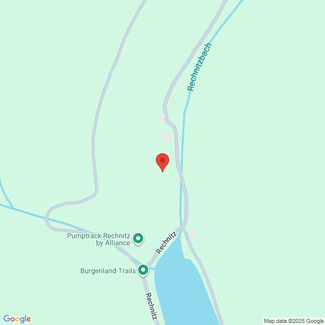 Lehrlingsportal.at Karte mit einem Standort in der Nähe des Rechnitzbachs in Österreich, mit nahegelegenen Punkten wie Pumptrack Rechnitz von Alliance und Burgenland-Trails markiert.